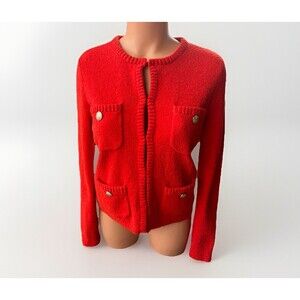 Rachel Zoe Red Sweater Cardigan Size S Silver Buttons